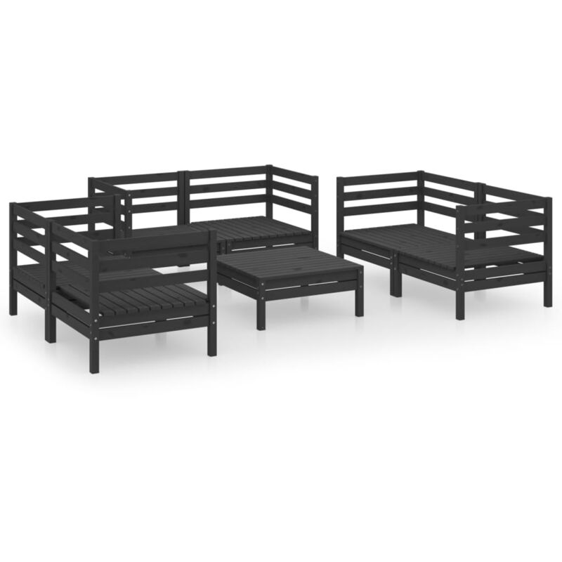 

Vidaxl - Juego de muebles de jardín 7 pzas madera de pino maciza negro - Negro