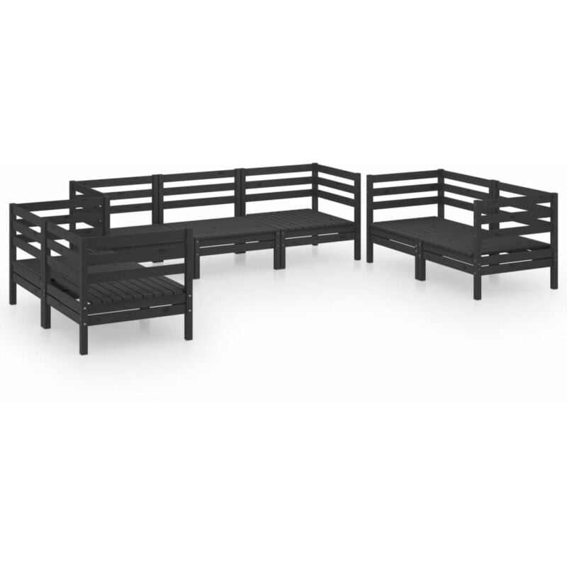 

Vidaxl - Juego de muebles de jardín 7 pzas madera de pino maciza negro - Negro
