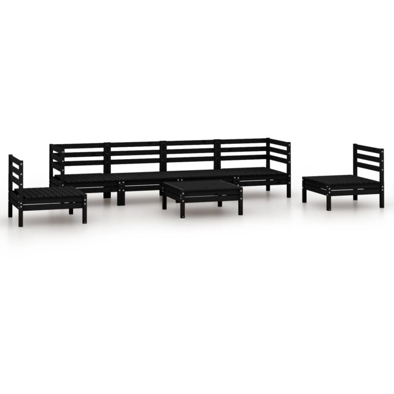 

Vidaxl - Juego de muebles de jardín 7 pzas madera de pino maciza negro - Negro