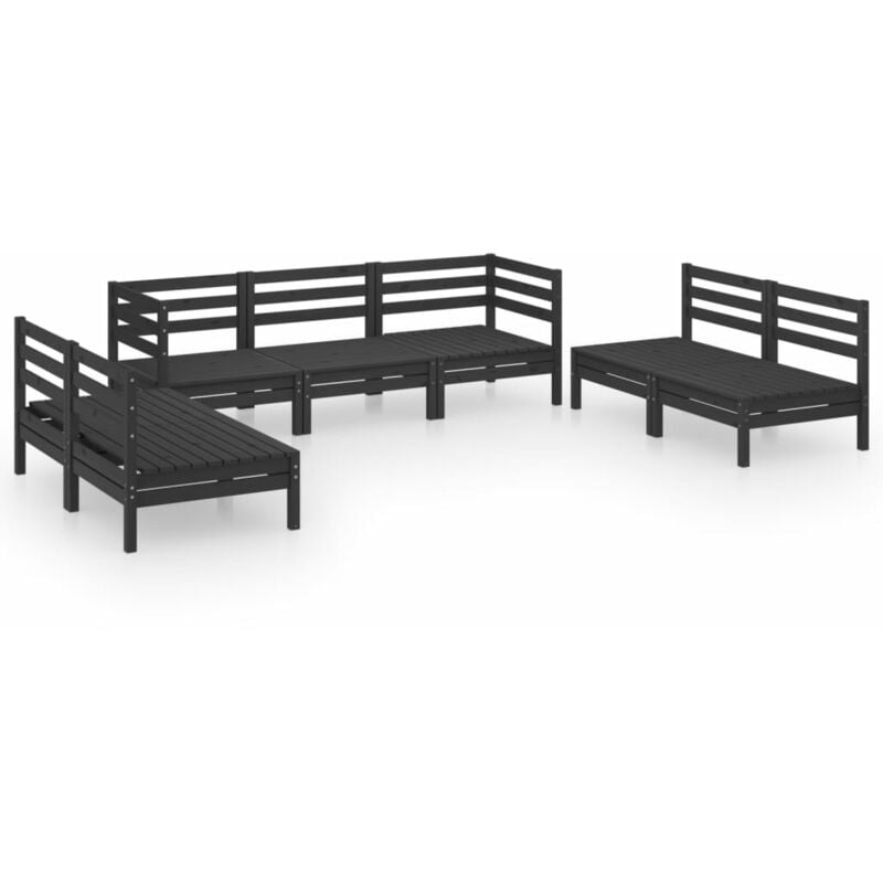 

Vidaxl - Juego de muebles de jardín 7 pzas madera de pino maciza negro - Negro