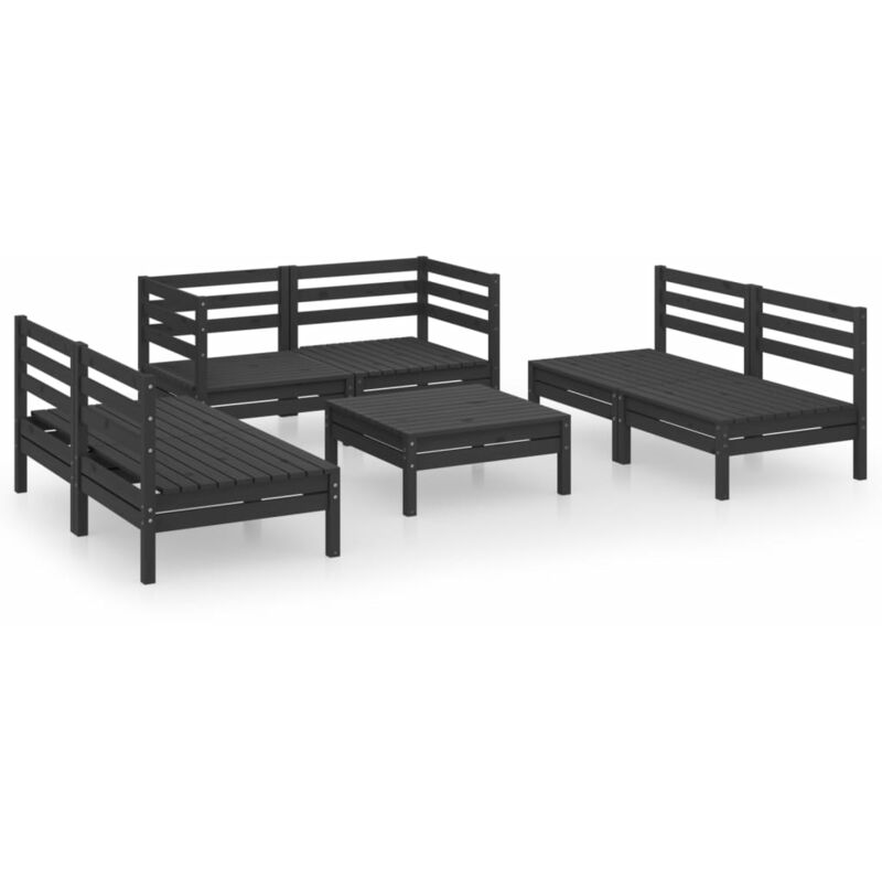 

Vidaxl - Juego de muebles de jardín 7 pzas madera de pino maciza negro - Negro