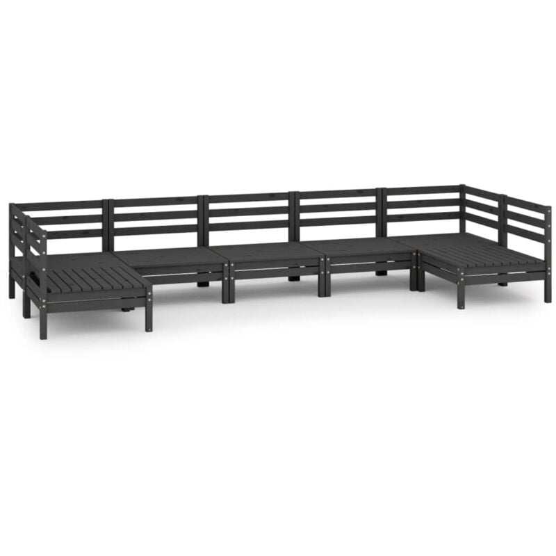 

Vidaxl - Juego de muebles de jardín 7 pzas madera de pino maciza negro - Negro