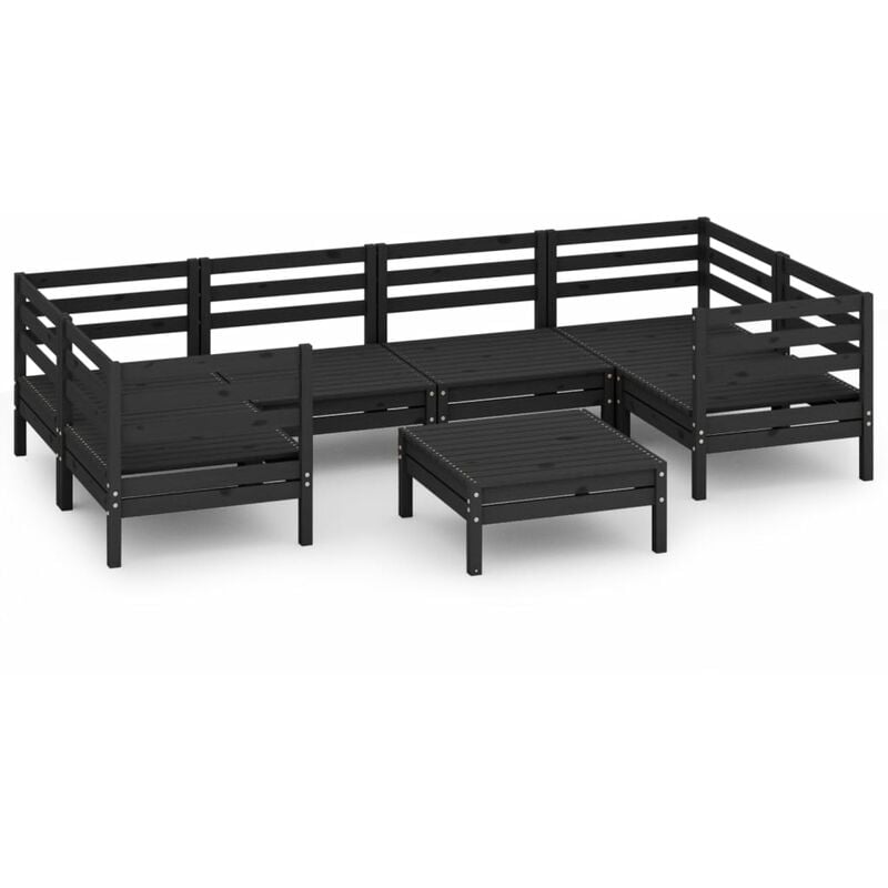 

Vidaxl - Juego de muebles de jardín 7 pzas madera de pino maciza negro - Negro
