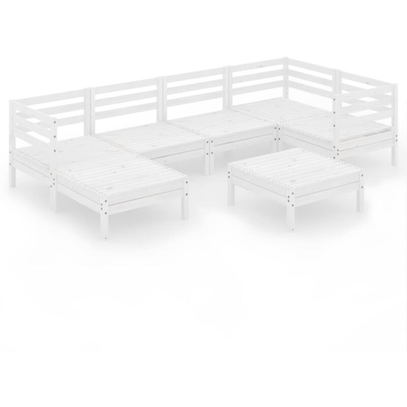 

Vidaxl - Juego de muebles de jardín 7 pzas madera maciza de pino blanco - Blanco
