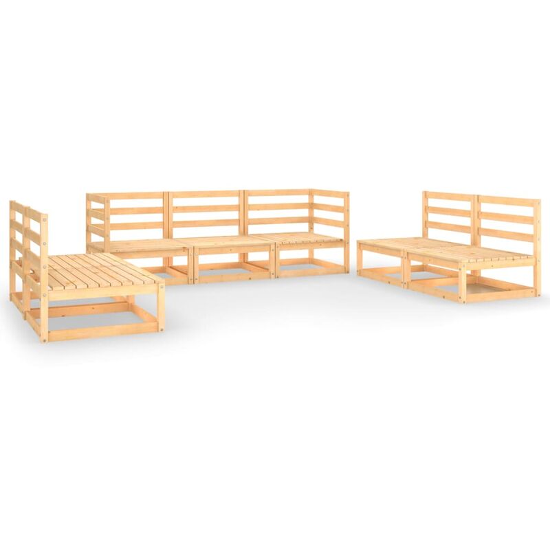 

vidaXL Juego de muebles de jardín 7 piezas madera pino maciza - Marrón