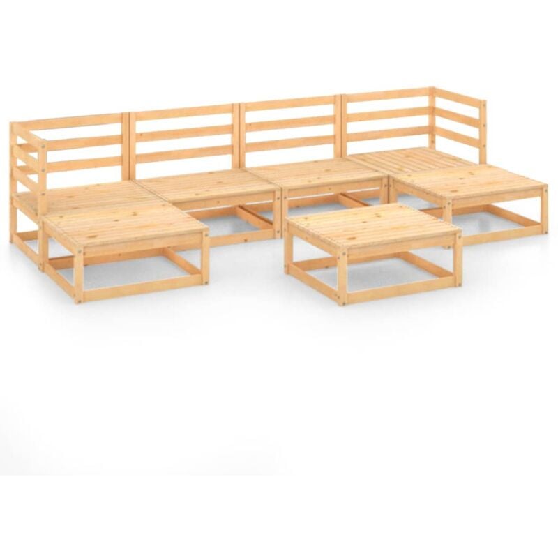 

vidaXL Juego de muebles de jardín 7 pzas y cojines madera pino maciza - Marrón