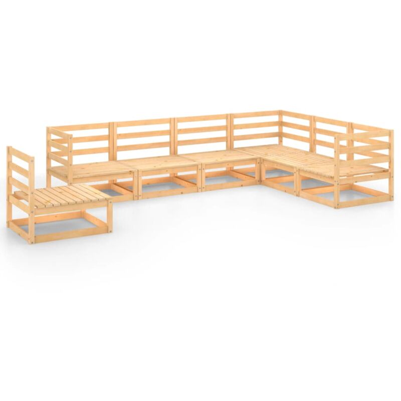 

vidaXL Juego de muebles de jardín 7 pzas y cojines madera pino maciza - Marrón