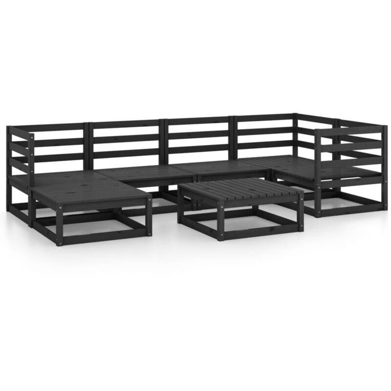 

Vidaxl - Juego de muebles de jardín 7 pzas y cojines negro madera pino - Negro