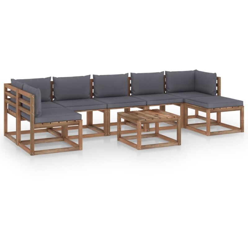 

vidaXL Juego de muebles de jardín 8 piezas con cojines gris antracita - Marrón