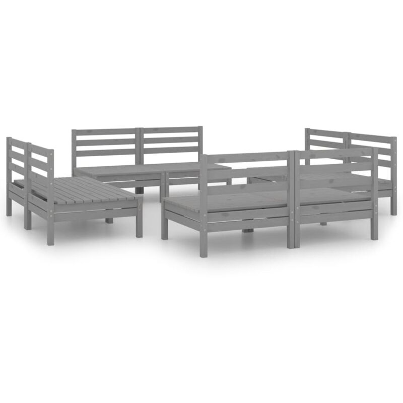 

vidaXL Juego de muebles de jardín 8 piezas madera de pino maciza gris - Gris