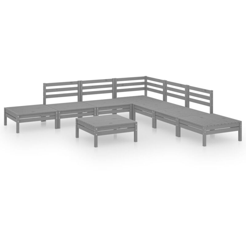 

Vidaxl - Juego de muebles de jardín 8 piezas madera de pino maciza gris - Gris