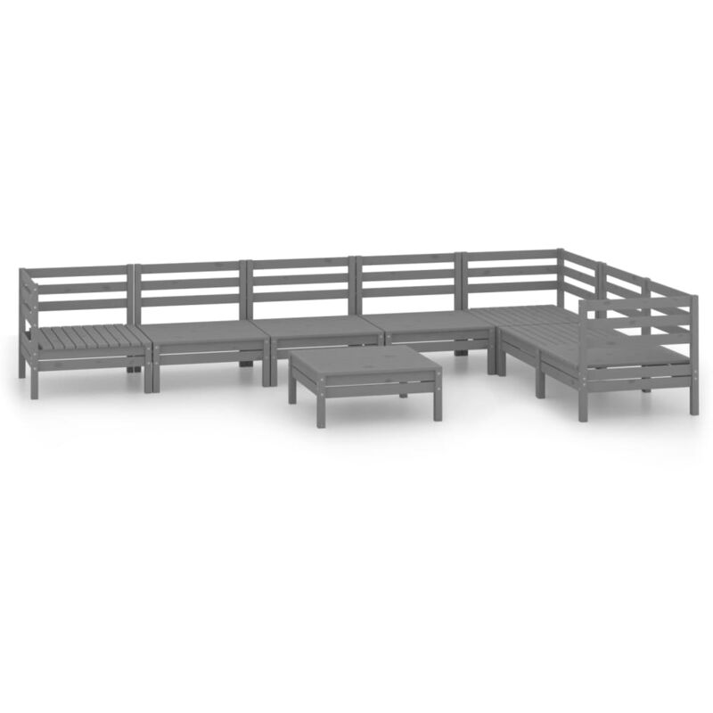 

Vidaxl - Juego de muebles de jardín 8 piezas madera de pino maciza gris - Gris