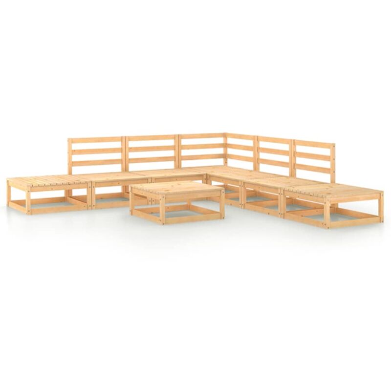 

vidaXL Juego de muebles de jardín 8 piezas madera maciza de pino - Marrón