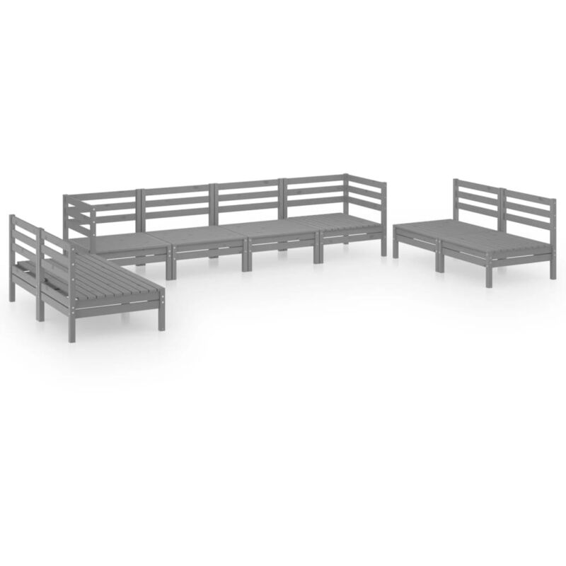 

Vidaxl - Juego de muebles de jardín 8 piezas madera maciza de pino gris - Gris