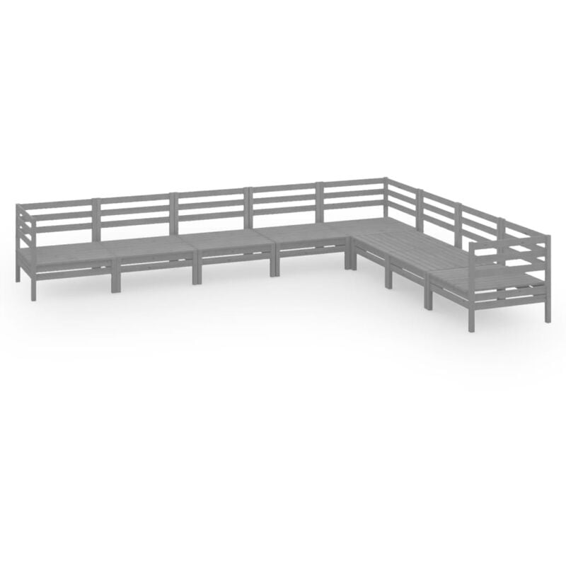 

Juego de muebles de jardín 8 piezas madera maciza de pino gris - Gris - Vidaxl