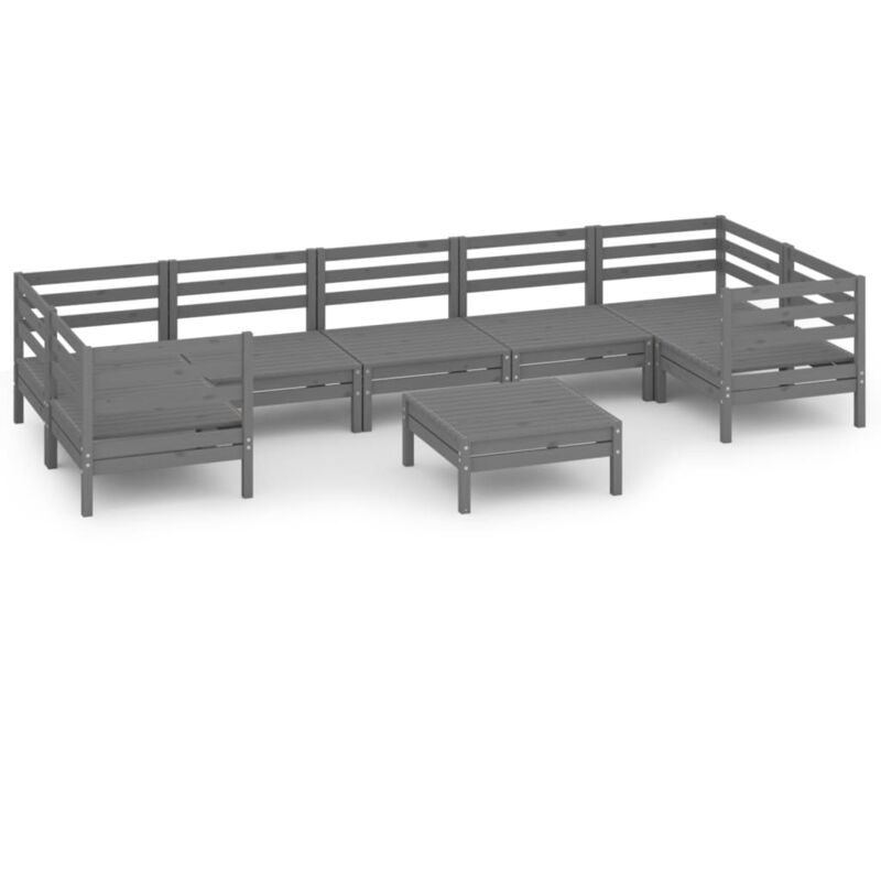 

Vidaxl - Juego de muebles de jardín 8 piezas madera maciza de pino gris - Gris