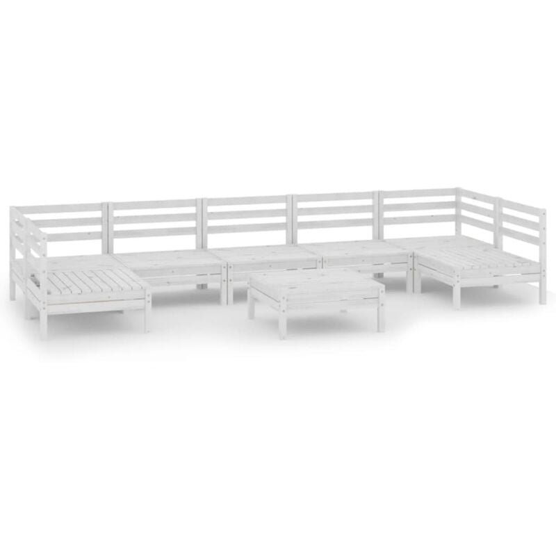 

vidaXL Juego de muebles de jardín 8 piezas madera maciza pino blanco - Blanco