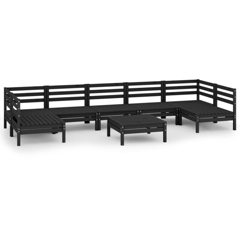 

vidaXL Juego de muebles de jardín 8 piezas madera maciza pino negro - Negro