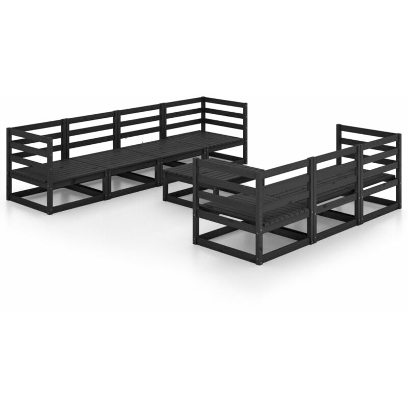 

Vidaxl - Juego de muebles de jardín 8 piezas negro madera maciza pino - Negro