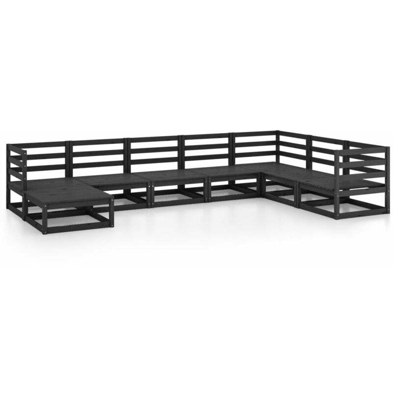 

Vidaxl - Juego de muebles de jardín 8 piezas negro madera maciza pino - Negro