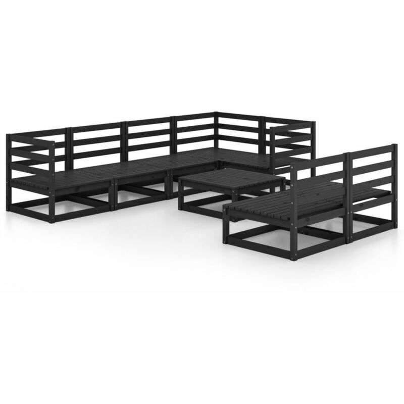 

Vidaxl - Juego de muebles de jardín 8 piezas negro madera maciza pino - Negro