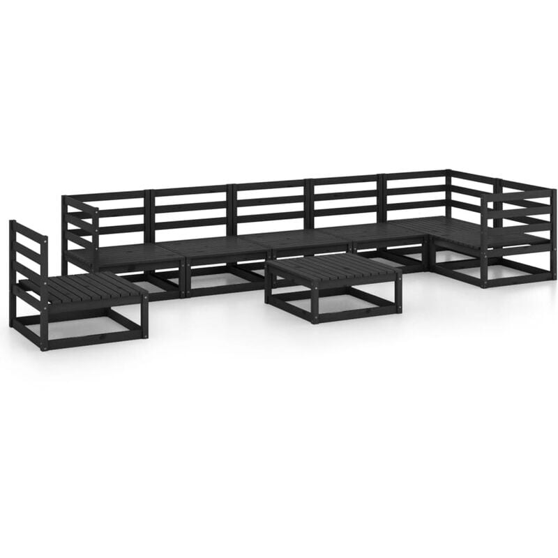 

Juego de muebles de jardín 8 piezas negro madera maciza pino - Negro - Vidaxl