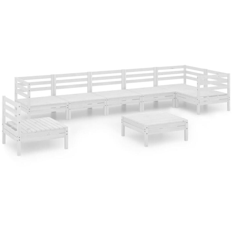 

vidaXL Juego de muebles de jardín 8 pzas madera de pino maciza blanco - Blanco