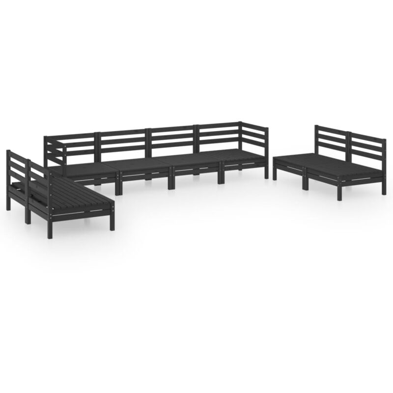 

Vidaxl - Juego de muebles de jardín 8 pzas madera de pino maciza negro - Negro