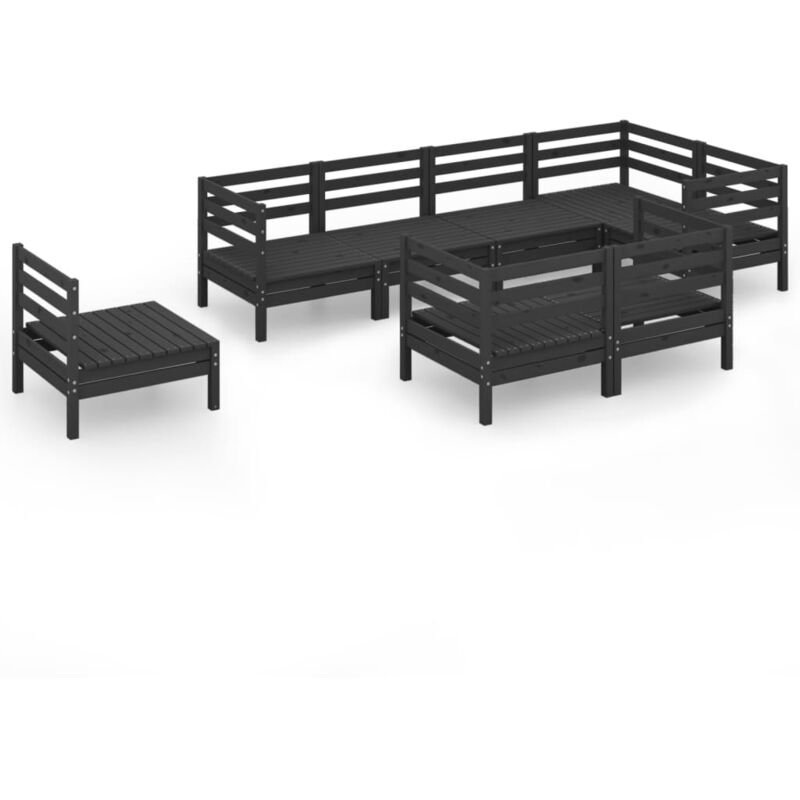 

Vidaxl - Juego de muebles de jardín 8 pzas madera de pino maciza negro - Negro