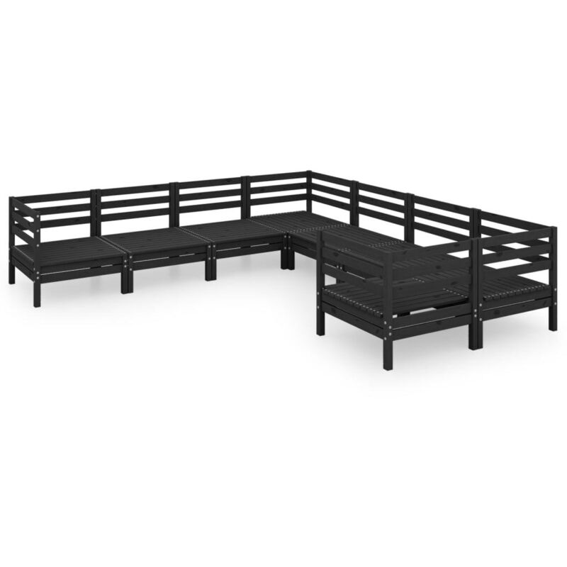 

Juego de muebles de jardín 8 pzas madera de pino maciza negro - Negro - Vidaxl