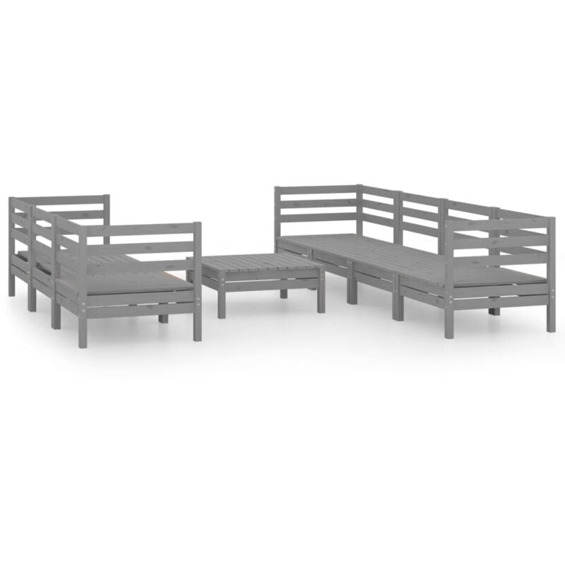 

Vidaxl - Juego de muebles de jardín 8 pzas madera maciza de pino gris - Gris