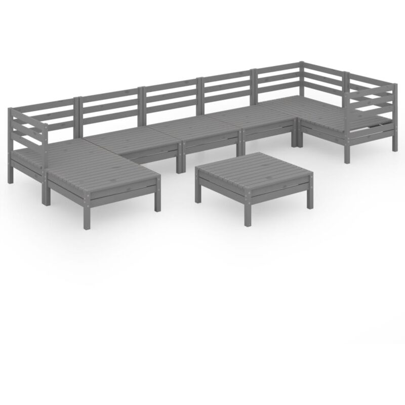 

Vidaxl - Juego de muebles de jardín 8 pzas madera maciza de pino gris - Gris