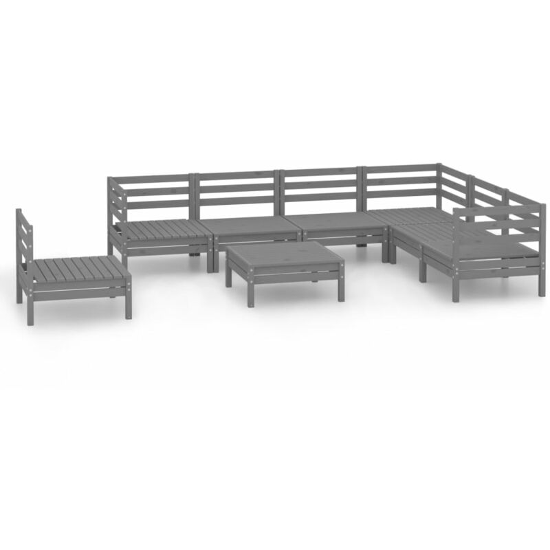 

Vidaxl - Juego de muebles de jardín 8 pzas madera maciza de pino gris - Gris