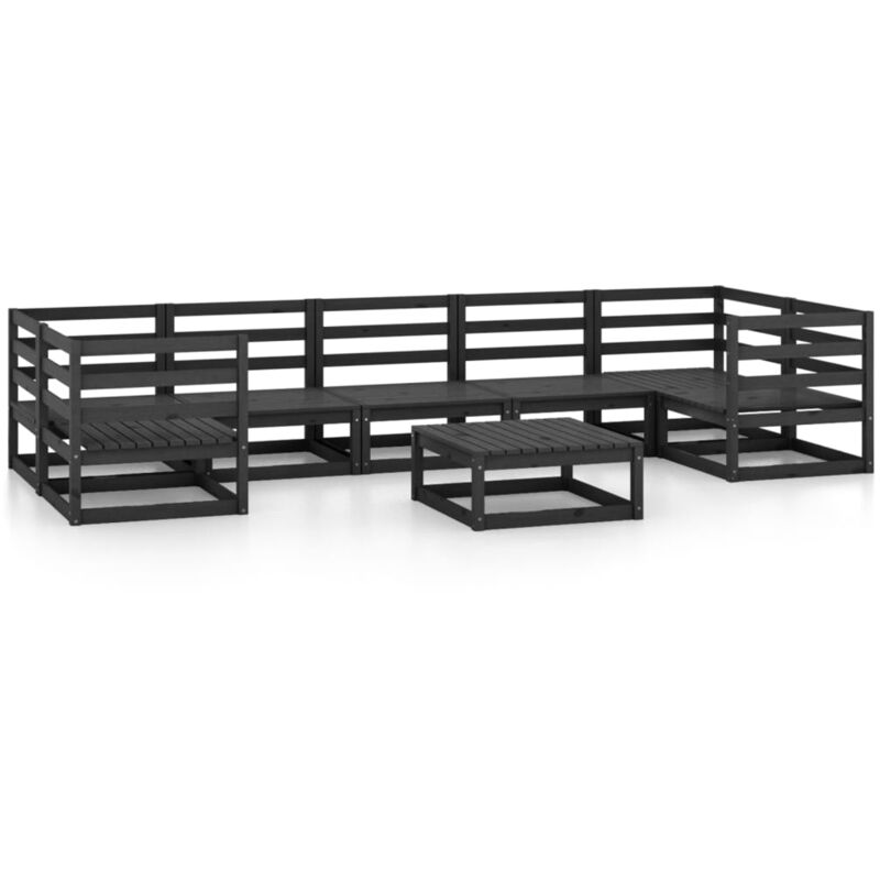 

Vidaxl - Juego de muebles de jardín 8 pzas madera maciza de pino - Negro