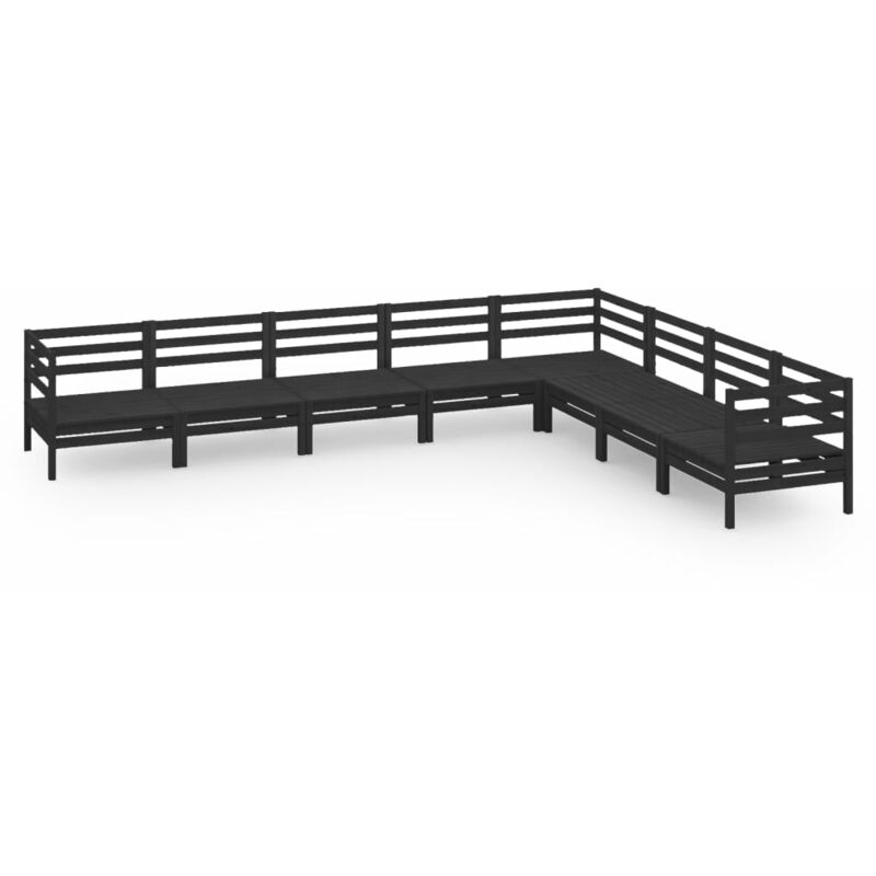 

Vidaxl - Juego de muebles de jardín 8 pzas madera maciza de pino negro - Negro