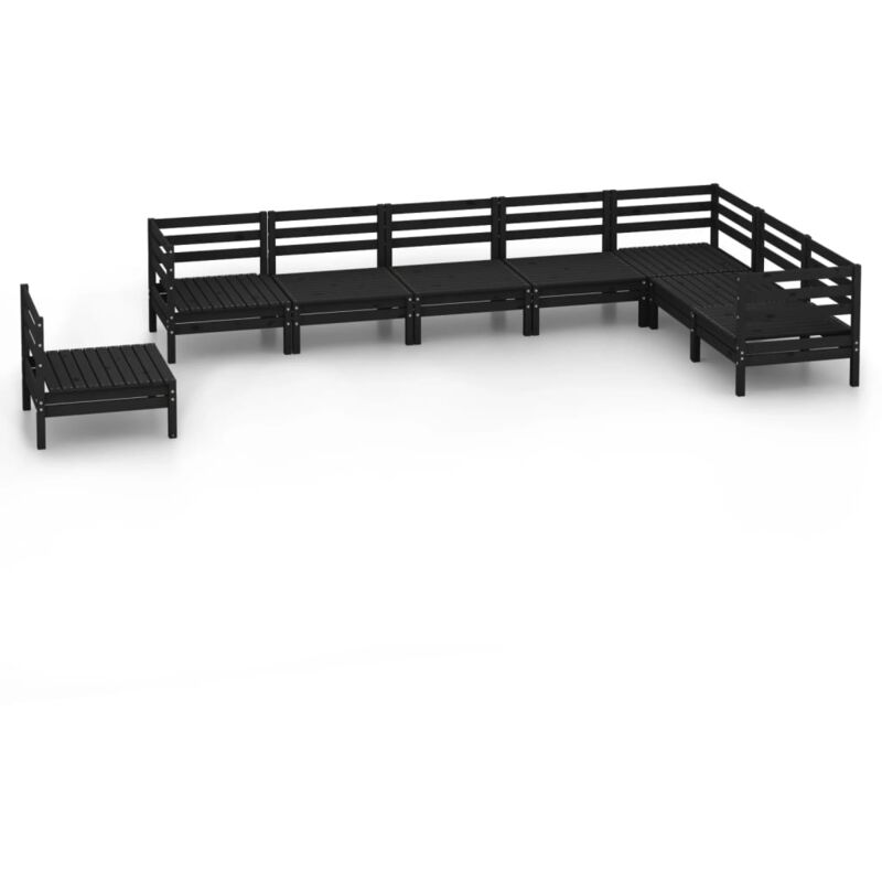

Vidaxl - Juego de muebles de jardín 8 pzas madera maciza de pino negro - Negro