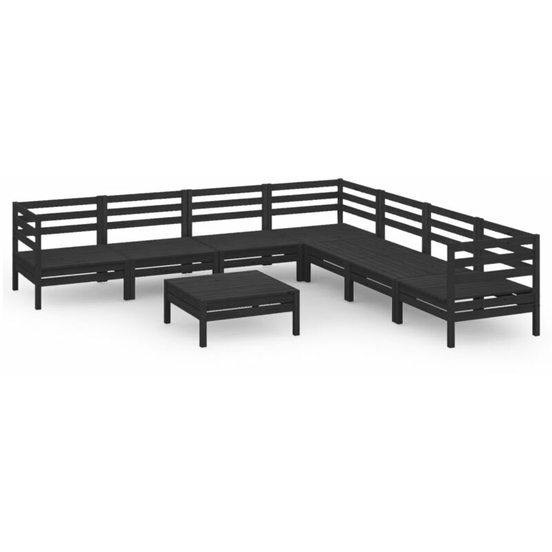 

Vidaxl - Juego de muebles de jardín 8 pzas madera maciza de pino negro - Negro