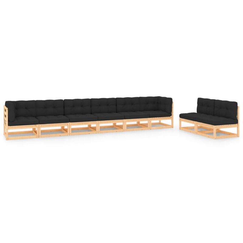 

vidaXL Juego de muebles de jardín 8 pzas y cojines madera pino maciza - Marrón