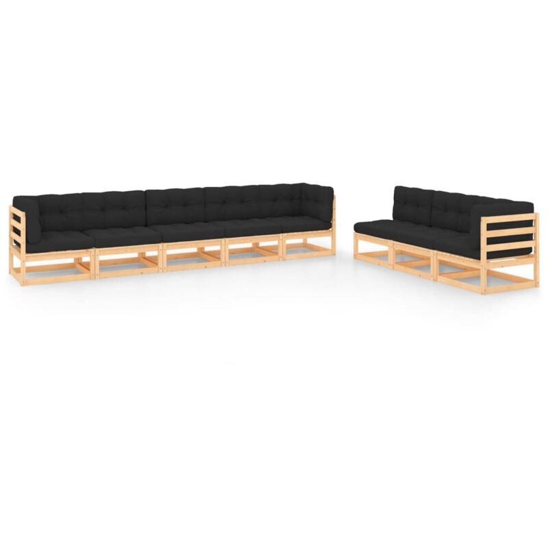 

vidaXL Juego de muebles de jardín 8 pzas y cojines madera pino maciza - Marrón