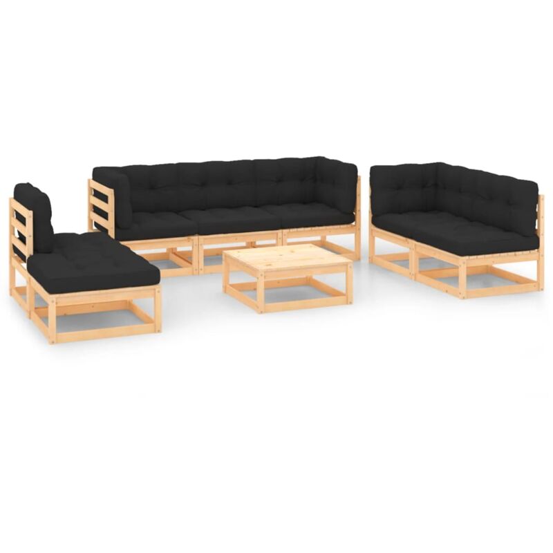 

vidaXL Juego de muebles de jardín 8 pzas y cojines madera pino maciza - Marrón