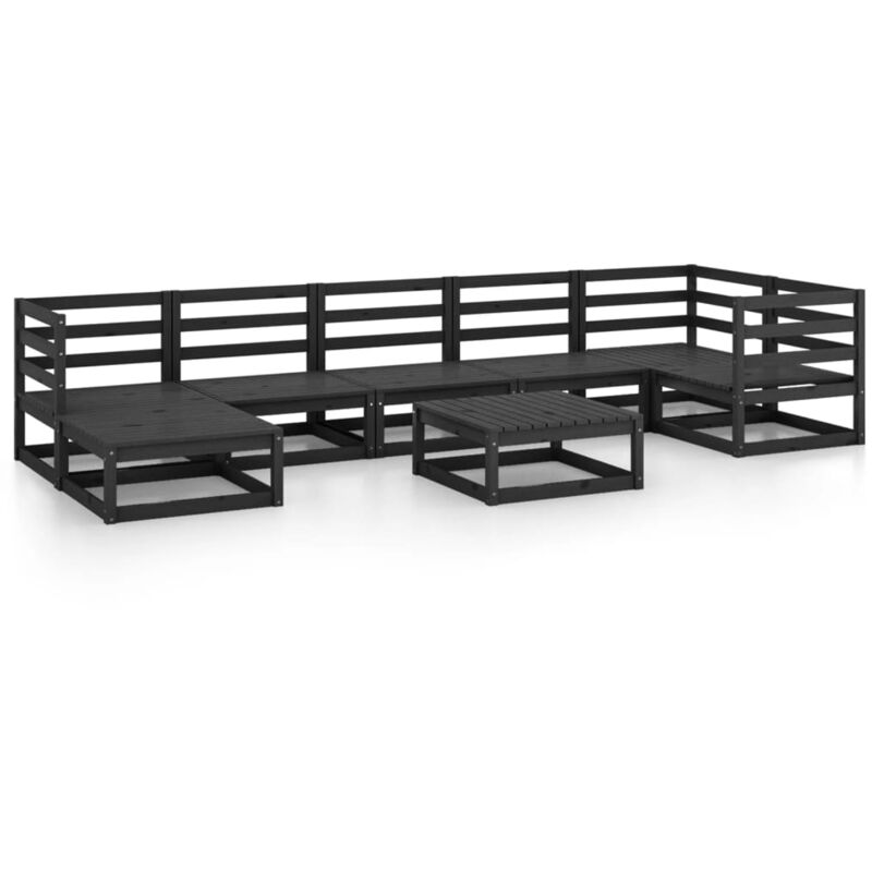 

Vidaxl - Juego de muebles de jardín 8 pzas y cojines negro madera pino - Negro