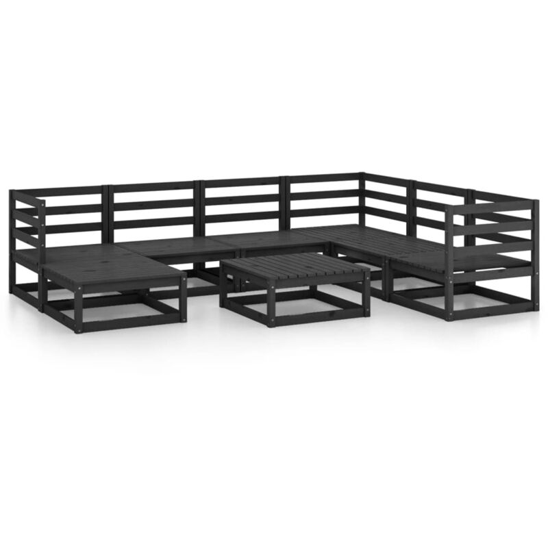 

Vidaxl - Juego de muebles de jardín 8 pzas y cojines negro madera pino - Negro