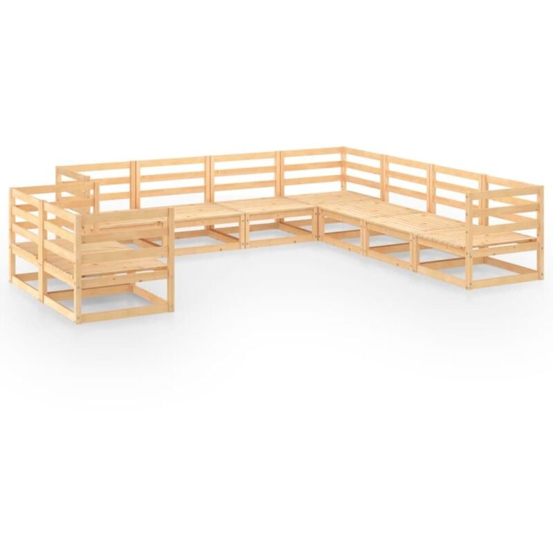 

vidaXL Juego de muebles de jardín 9 piezas madera maciza de pino - Marrón
