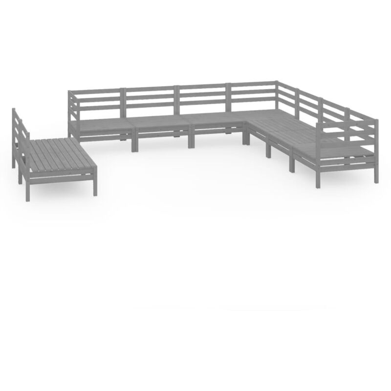 

Vidaxl - Juego de muebles de jardín 9 piezas madera maciza de pino gris - Gris