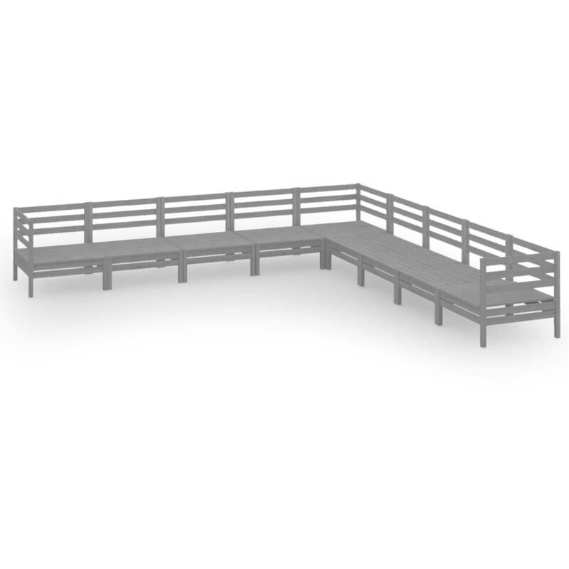 

Vidaxl - Juego de muebles de jardín 9 piezas madera maciza de pino gris - Gris