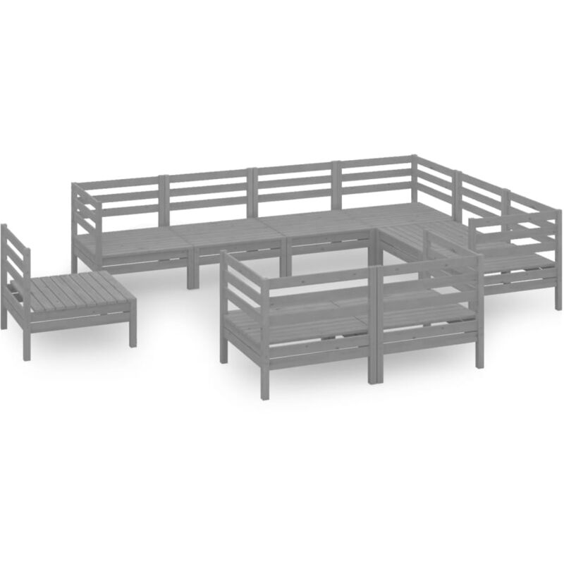 

Vidaxl - Juego de muebles de jardín 9 piezas madera maciza de pino gris - Gris