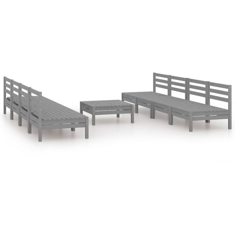 

Vidaxl - Juego de muebles de jardín 9 piezas madera maciza de pino gris - Gris
