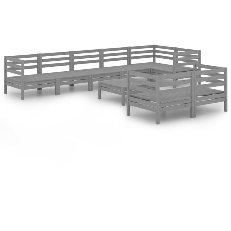 

Vidaxl - Juego de muebles de jardín 9 piezas madera maciza de pino gris - Gris