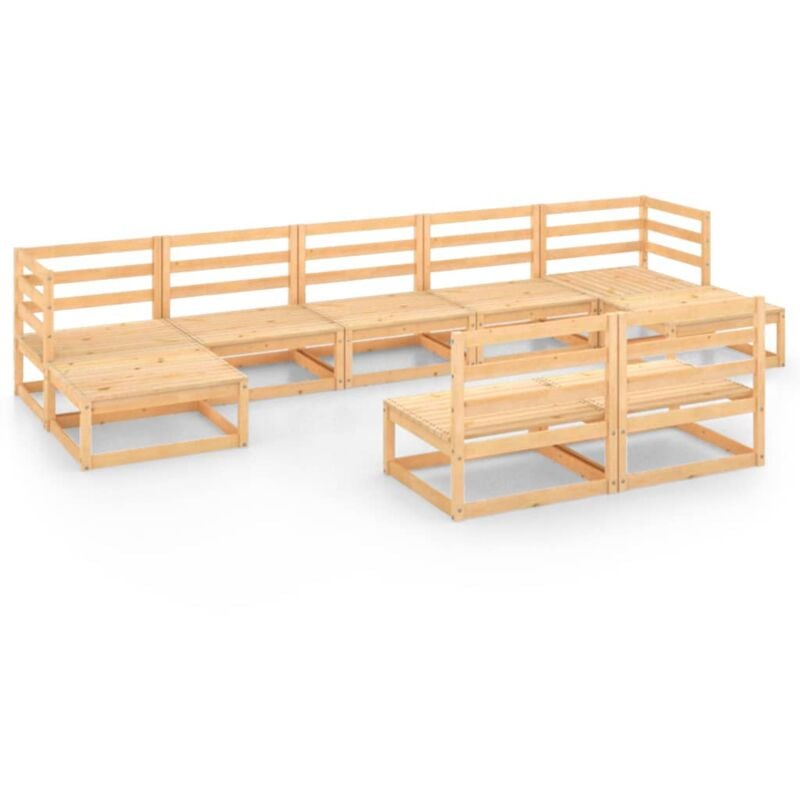 

vidaXL Juego de muebles de jardín 9 piezas madera maciza pino - Marrón