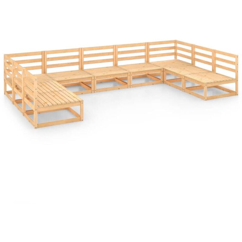 

vidaXL Juego de muebles de jardín 9 piezas madera maciza pino - Marrón